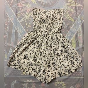 sugar & cream floral black and white tie back romper